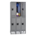 Tennsco Double Tier Locker with Legs, Triple Stack, 36w x 18d x 78h, Medium Gray DTS-121836-3